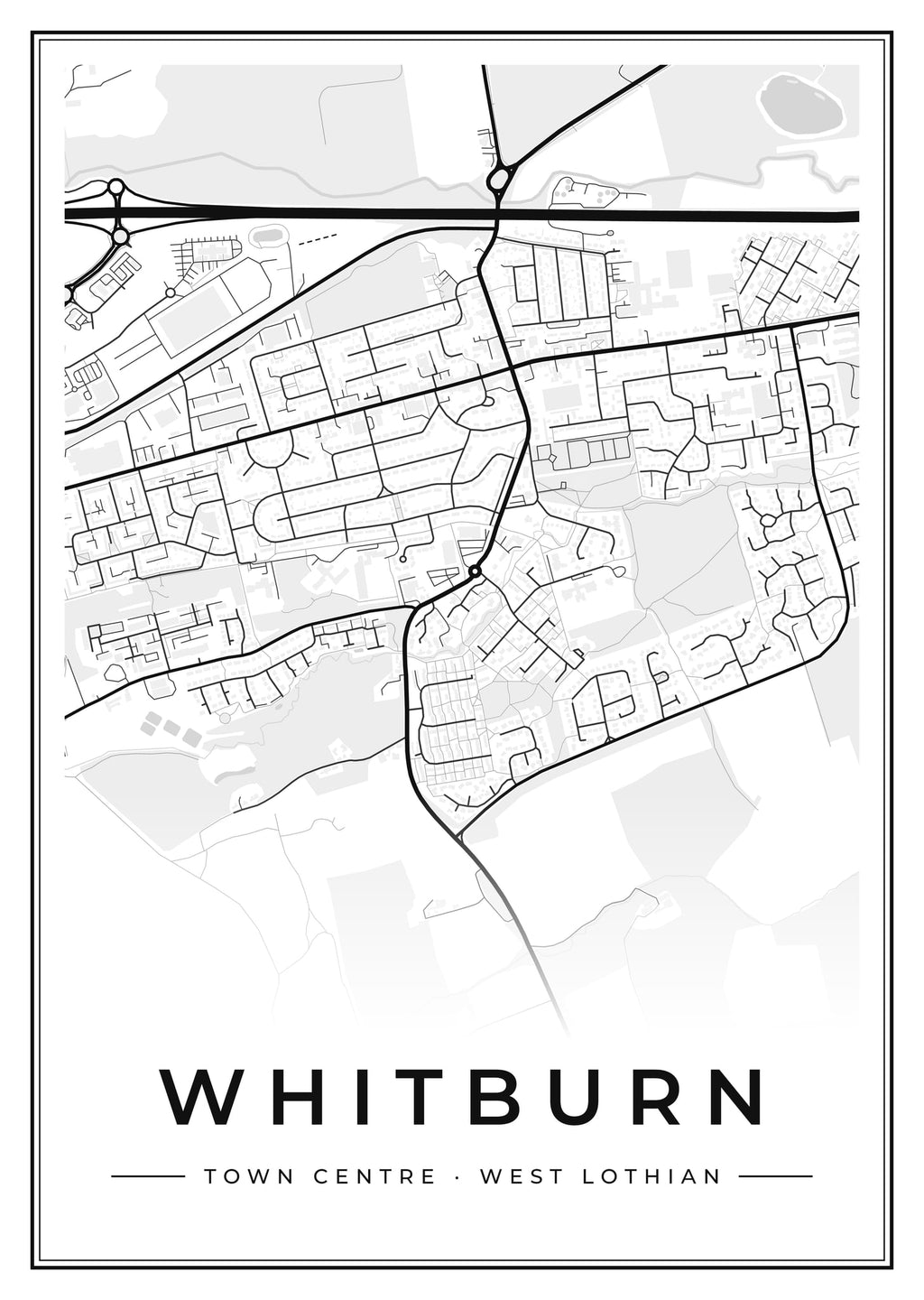 Street map poster of Whitburn town centre, West Lothian
