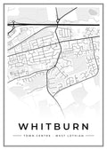 Street map poster of Whitburn town centre, West Lothian