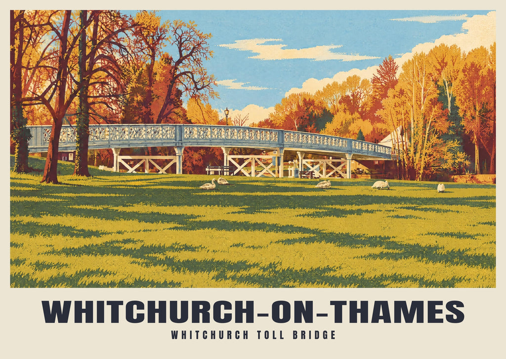 Whitchurch Toll Bridge, Whitchurch-on-Thames poster, Retro Railway style