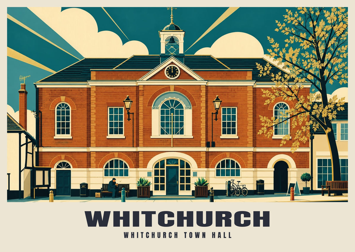 Whitchurch Town Hall poster, Art Deco style