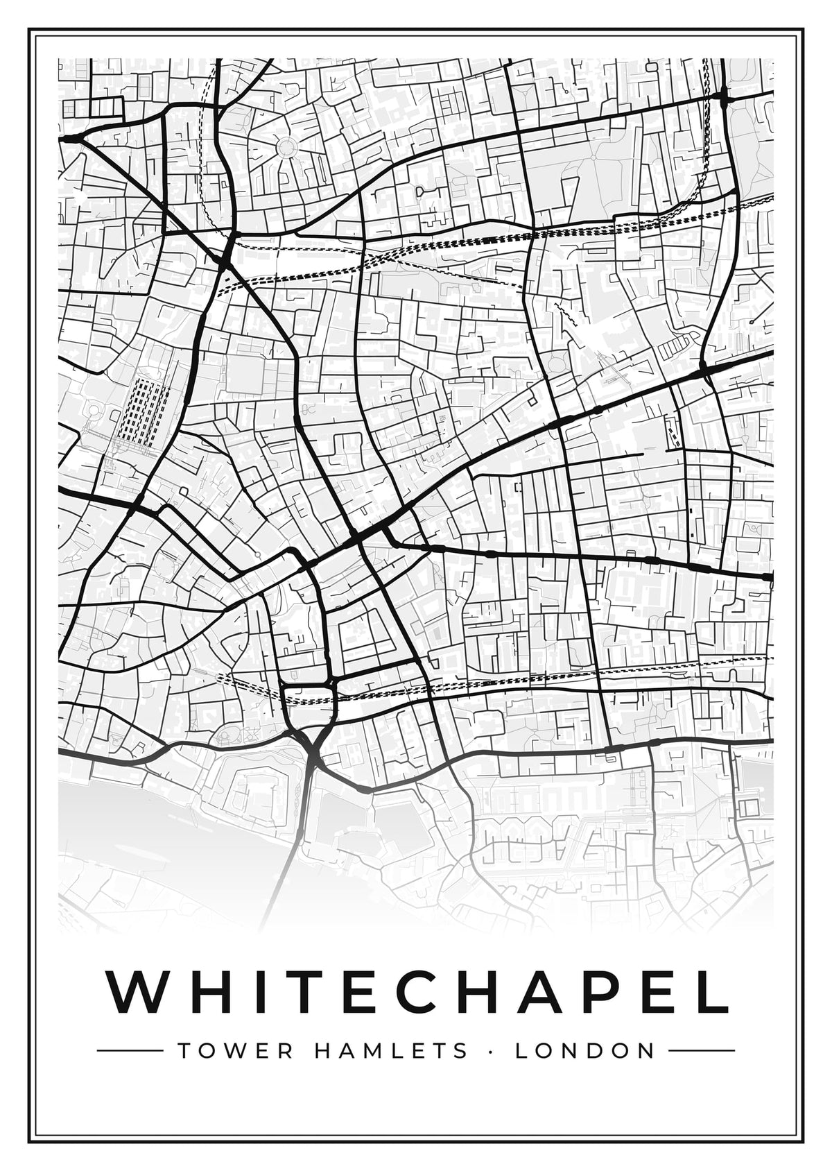 Street map poster of Whitechapel, Tower Hamlets, London