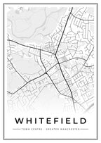 Street map poster of Whitefield town centre, Greater Manchester