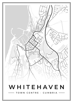 Whitehaven Town Centre Street Map Poster