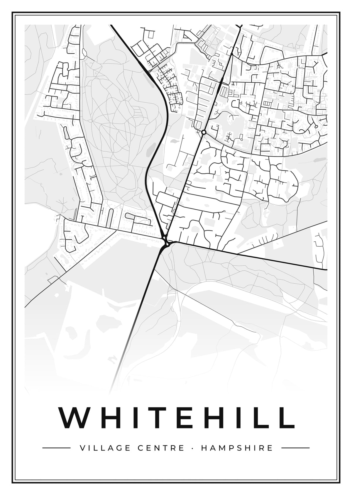 Street map poster of Whitehill village centre, Hampshire