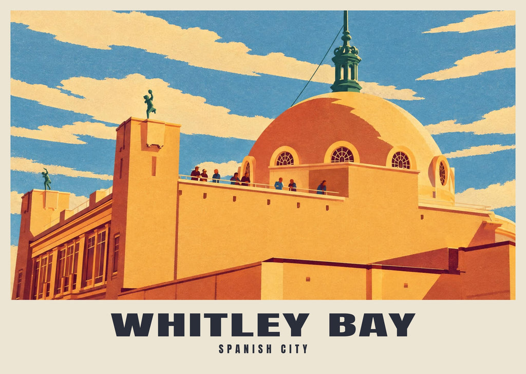 Spanish City, Whitley Bay poster, Retro Railway style
