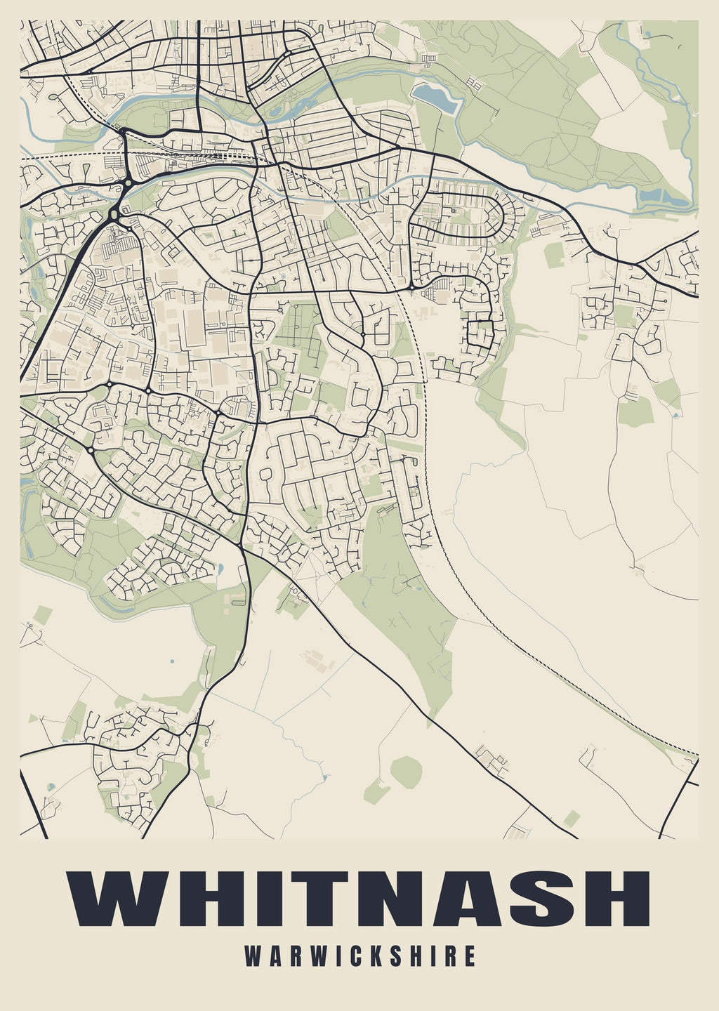 Street map poster of Whitnash, Warwickshire