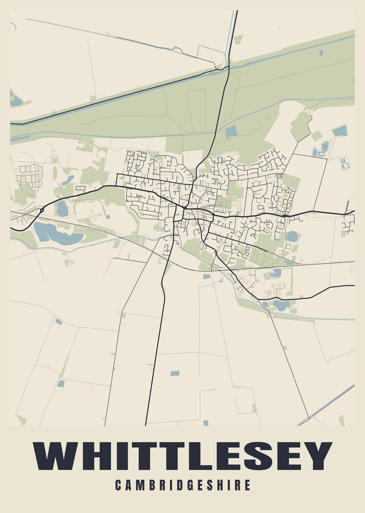 Street map poster of Whittlesey, Cambridgeshire