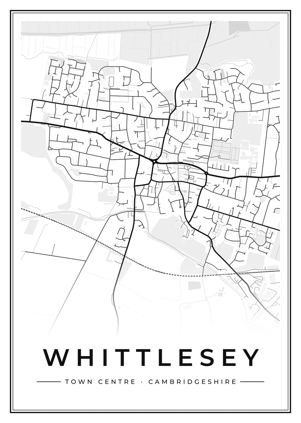 Street map poster of Whittlesey town centre, Cambridgeshire