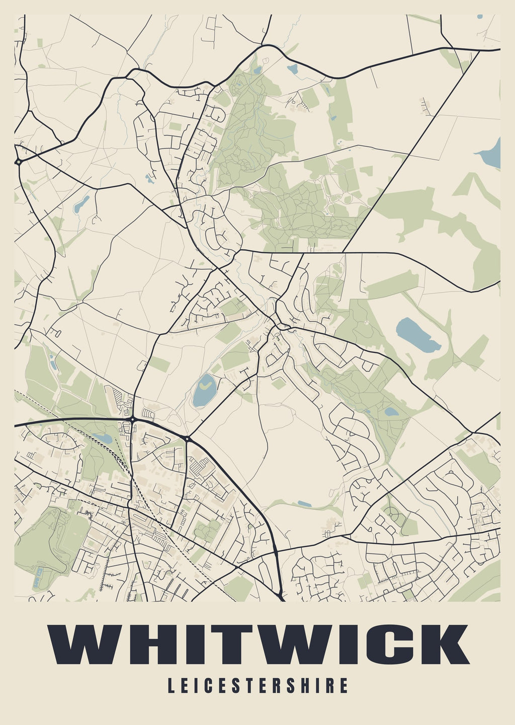 Street map poster of Whitwick, Leicestershire