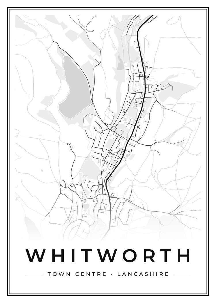 Whitworth Town Centre Street Map Poster