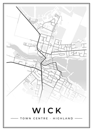 Wick Town Centre Street Map Poster