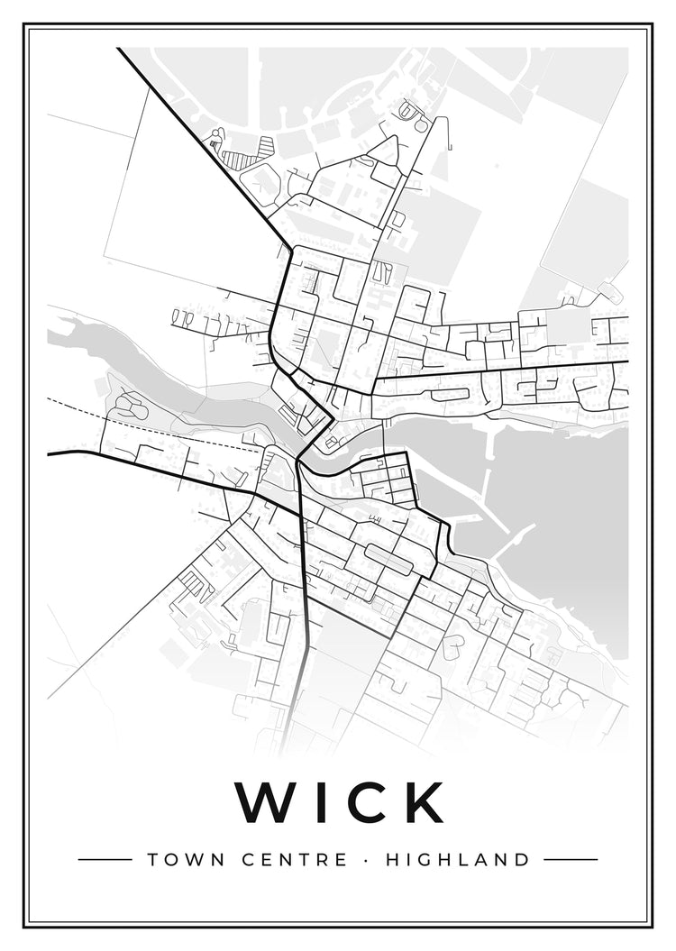 Wick Town Centre Street Map Poster