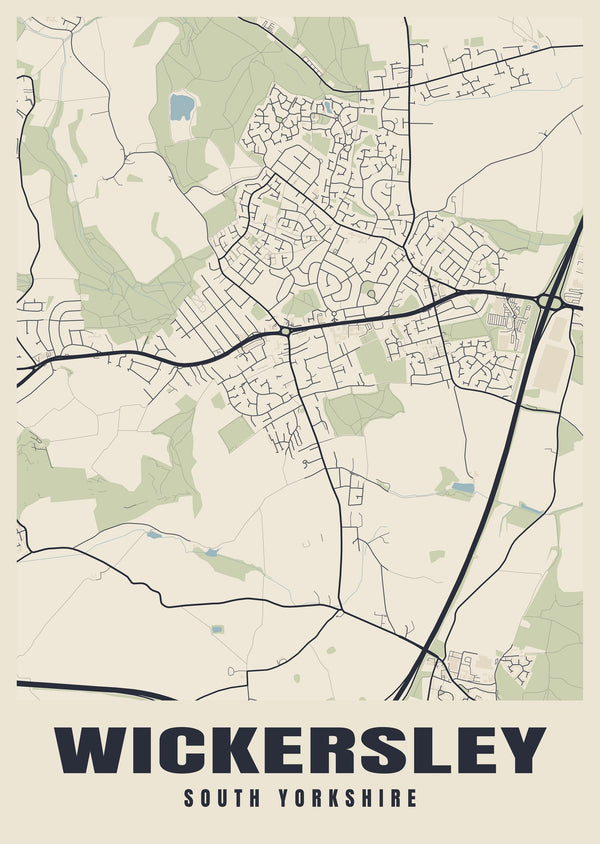 Wickersley Street Map Poster