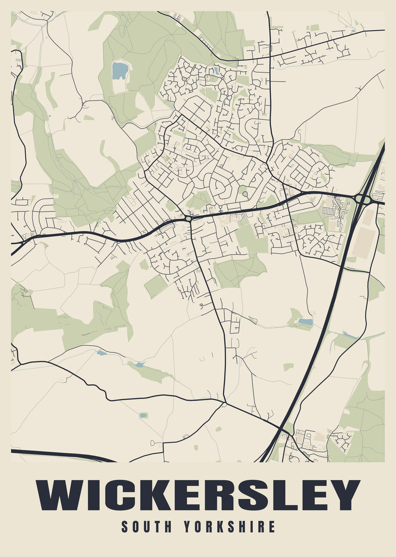 Wickersley Street Map Poster