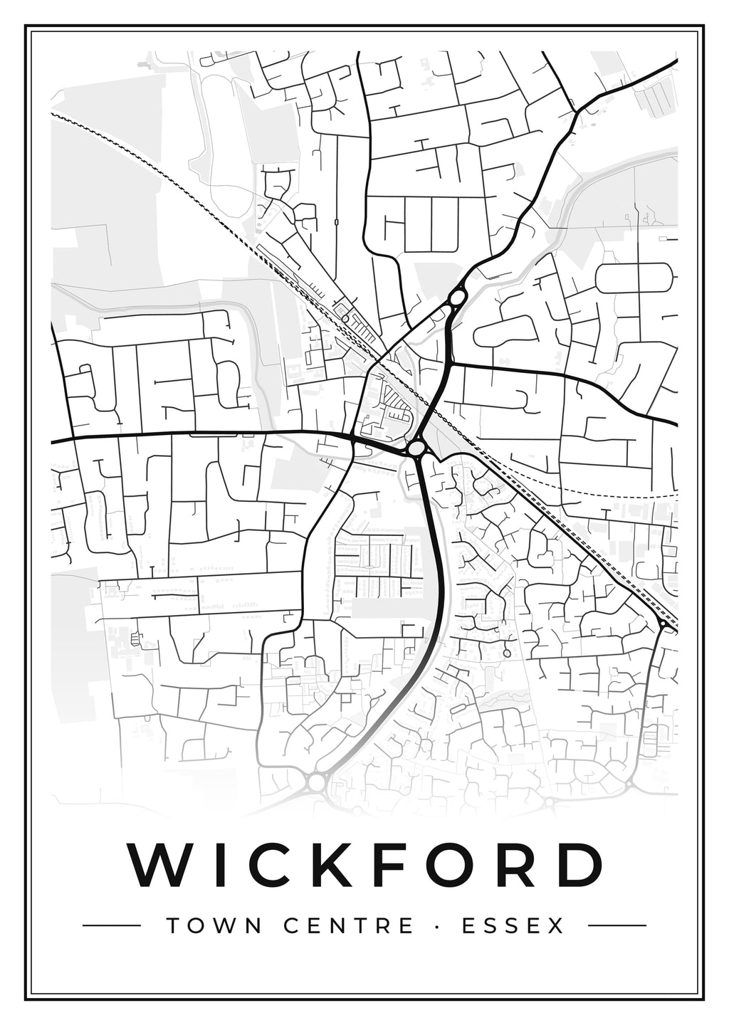 Street map poster of Wickford town centre, Essex