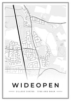 Street map poster of Wideopen village centre, Tyne and Wear