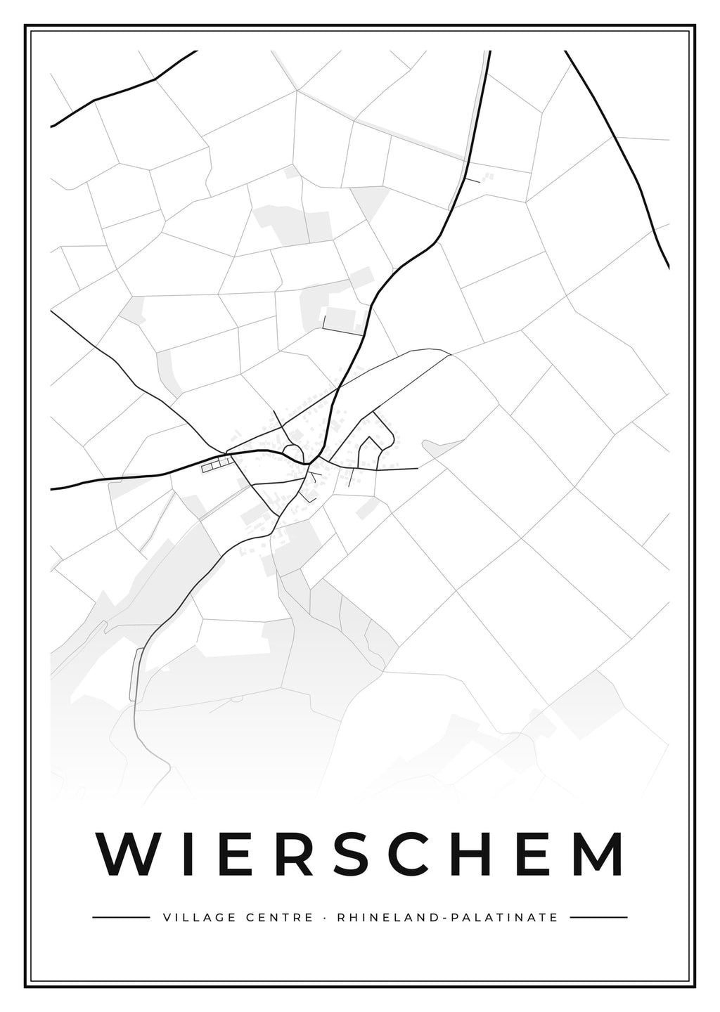 Street map poster of Wierschem village centre, Rhineland-Palatinate