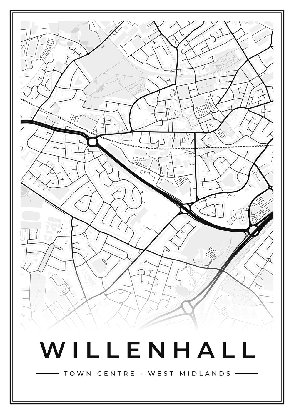 Willenhall Town Centre Street Map Poster