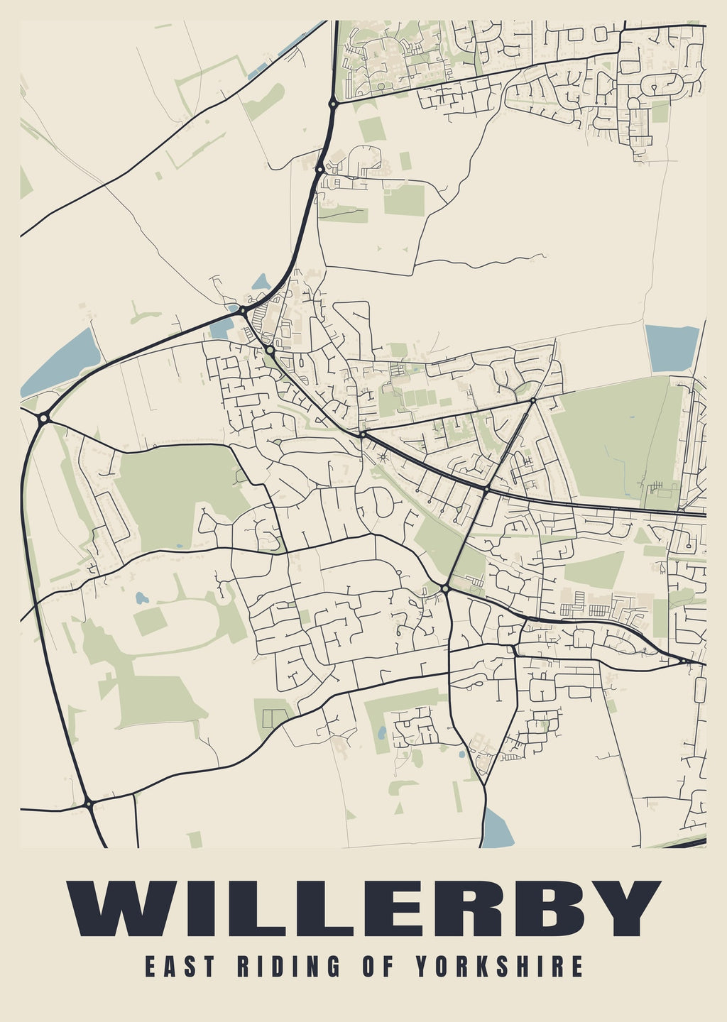 Street map poster of Willerby, East Riding of Yorkshire