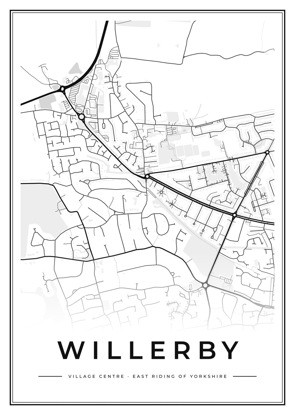 Willerby Village Centre Street Map Poster