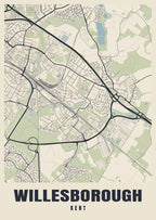 Street map poster of Willesborough, Kent