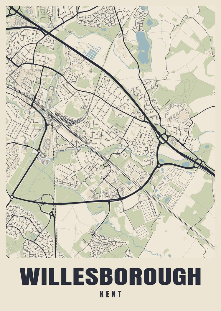 Willesborough Street Map Poster