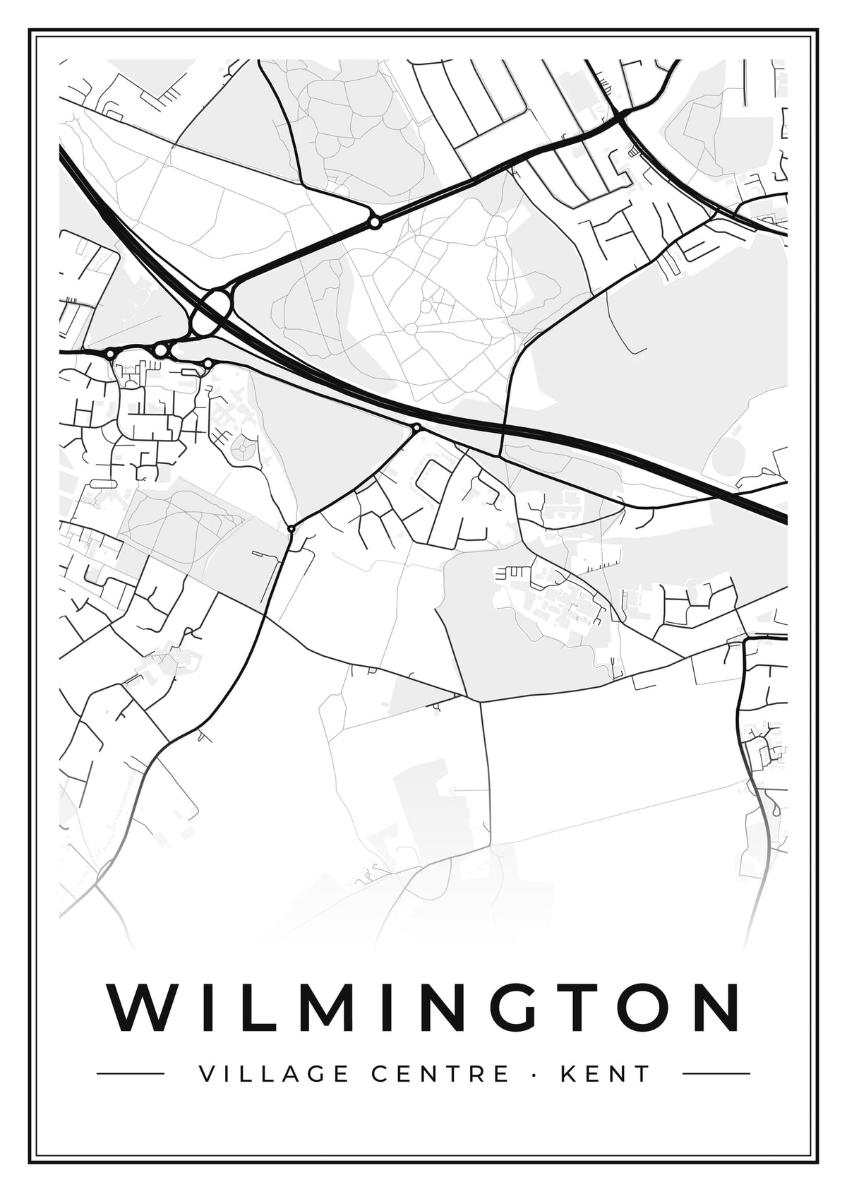 Street map poster of Wilmington village centre, Kent
