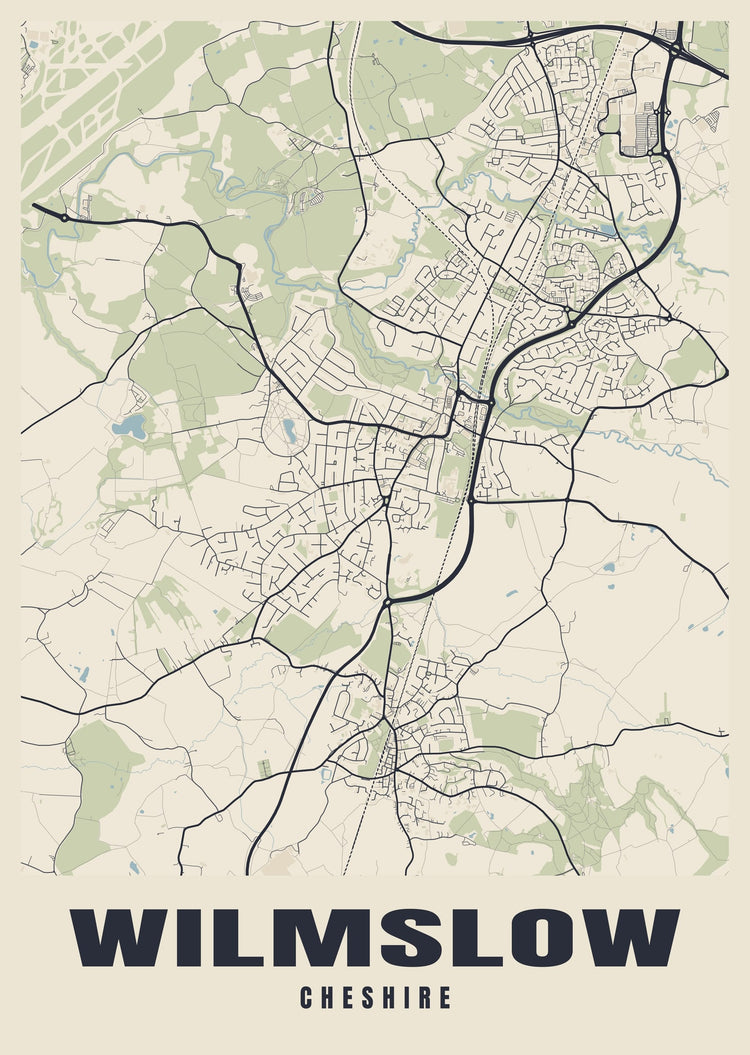 Wilmslow Street Map Poster