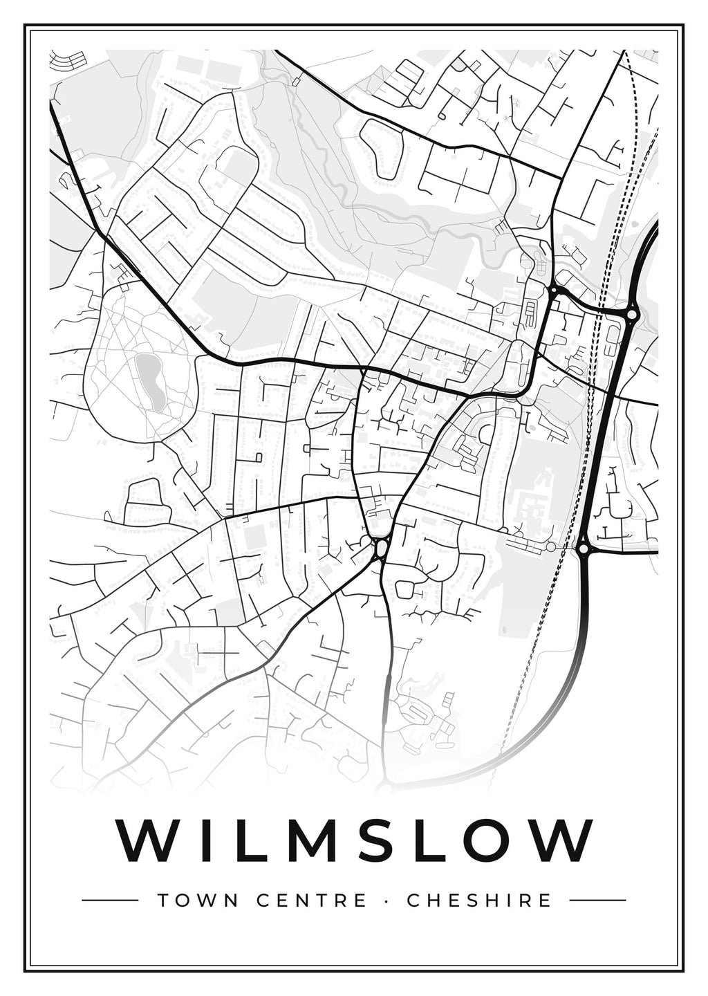Street map poster of Wilmslow town centre, Cheshire