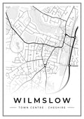 Street map poster of Wilmslow town centre, Cheshire