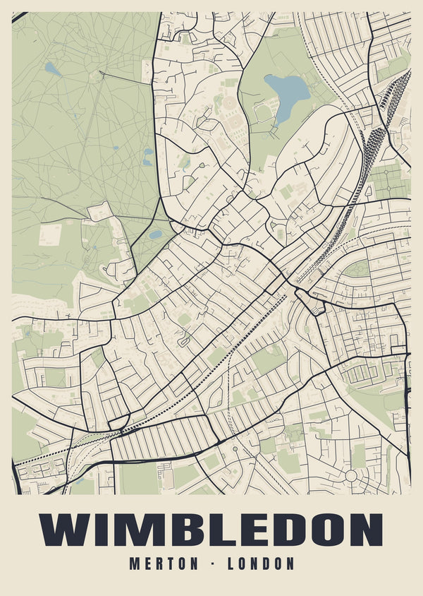 Wimbledon Heritage Street Map Poster
