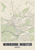 Street map poster of Wimborne Minster, Dorset