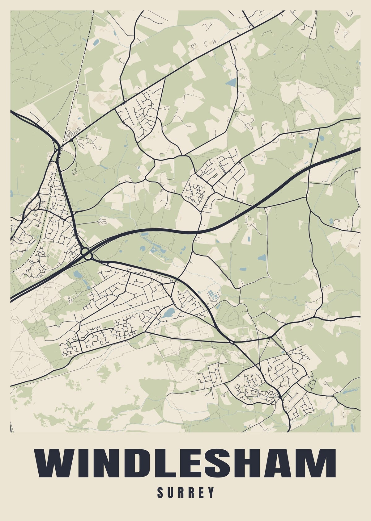Street map poster of Windlesham, Surrey