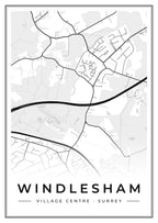 Street map poster of Windlesham village centre, Surrey