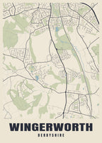 Street map poster of Wingerworth, Derbyshire