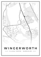 Street map poster of Wingerworth village centre, Derbyshire