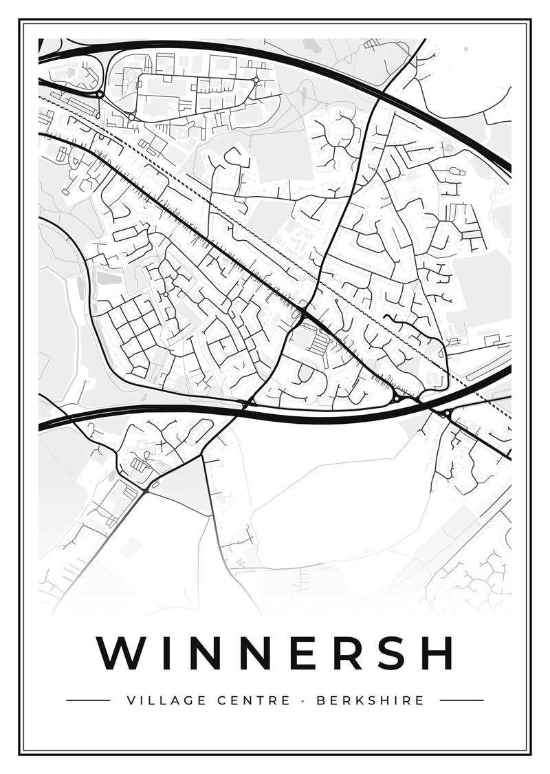 Winnersh Village Centre Street Map Poster