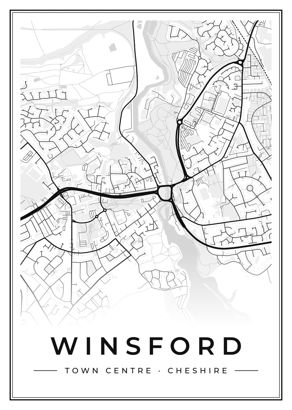 Street map poster of Winsford town centre, Cheshire