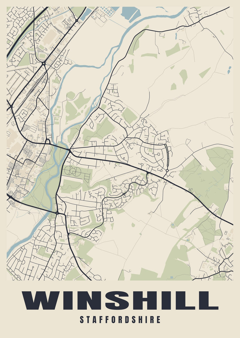 Winshill Street Map Poster