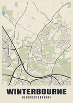 Street map poster of Winterbourne, Gloucestershire