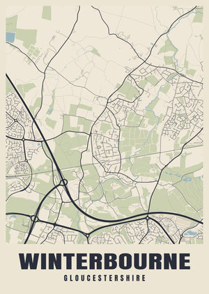 Winterbourne Street Map Poster