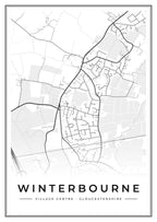 Street map poster of Winterbourne village centre, Gloucestershire