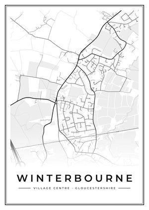 Winterbourne Village Centre Street Map Poster