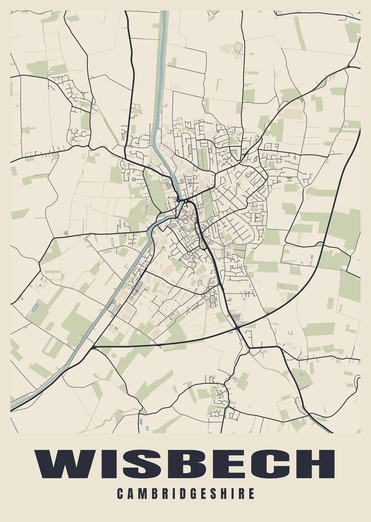 Street map poster of Wisbech, Cambridgeshire