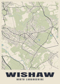 Street map poster of Wishaw, North Lanarkshire