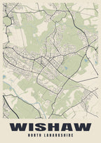 Street map poster of Wishaw, North Lanarkshire