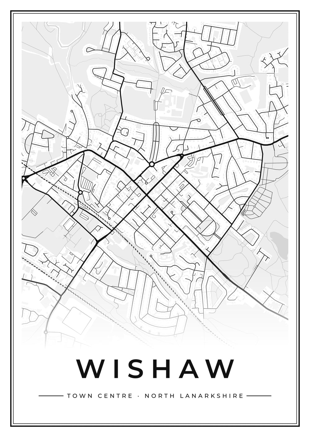 Wishaw Town Centre Street Map Poster