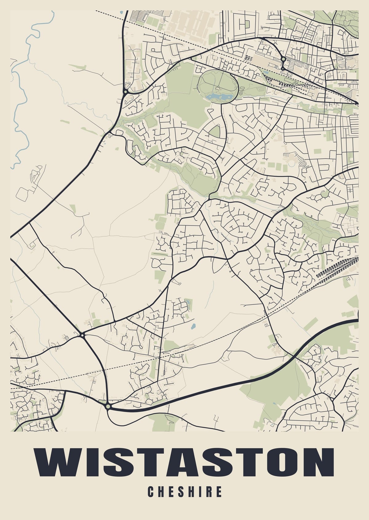 Street map poster of Wistaston, Cheshire