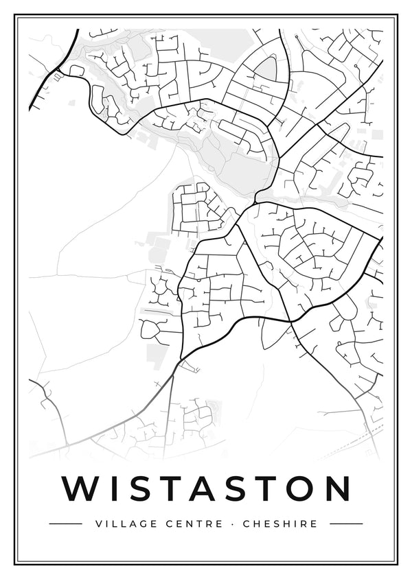 Wistaston Village Centre Street Map Poster
