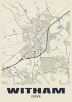 Street map poster of Witham, Essex
